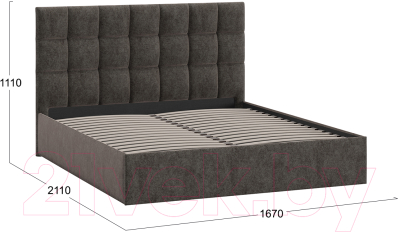 Двуспальная кровать ТриЯ Эмбер универсальный тип 1 160x200 (микровелюр Jercy Stone)