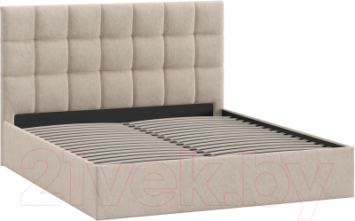 Двуспальная кровать ТриЯ Эмбер универсальный тип 1 160x200 (микровелюр Wellmart Dark Beige)