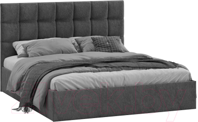 Двуспальная кровать ТриЯ Эмбер универсальный тип 1 160x200 (микровелюр Wellmart Graphite)