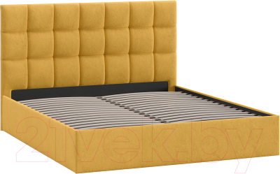 Двуспальная кровать ТриЯ Эмбер универсальный тип 1 160x200 (микровелюр Wellmart Yellow)