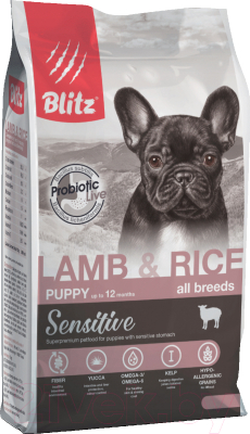 Изображение товара Сухой корм для собак Blitz Pets Sensitive Puppy Lamb & Rice (500г)