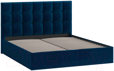 Двуспальная кровать ТриЯ Эмбер универсальный тип 1 160x200 (велюр Confetti Blue)