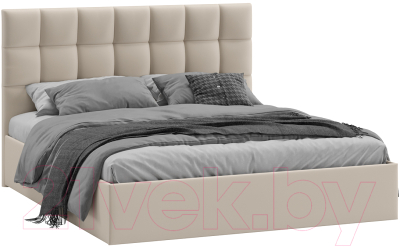 Двуспальная кровать ТриЯ Эмбер универсальный тип 1 160x200 (велюр Confetti Cream)