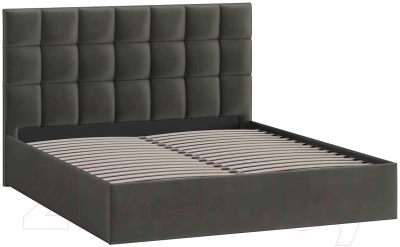 Двуспальная кровать ТриЯ Эмбер универсальный тип 1 160x200 (велюр Confetti Stone)