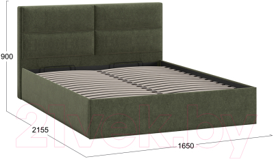 Двуспальная кровать ТриЯ Глосс универсальный тип 1 с ПМ 160x200 (микровелюр Jercy Deep Green)