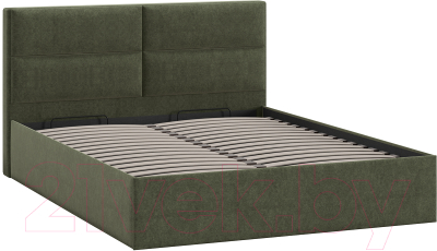 Двуспальная кровать ТриЯ Глосс универсальный тип 1 с ПМ 160x200 (микровелюр Jercy Deep Green)