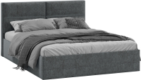 Двуспальная кровать ТриЯ Глосс универсальный тип 1 с ПМ 160x200 (микровелюр Jercy Graphite) - 