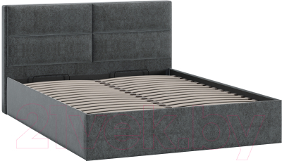 Двуспальная кровать ТриЯ Глосс универсальный тип 1 с ПМ 160x200 (микровелюр Jercy Graphite)