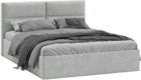 Двуспальная кровать ТриЯ Глосс универсальный тип 1 с ПМ 160x200 (микровелюр Jercy Silver) - 