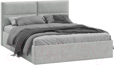 Двуспальная кровать ТриЯ Глосс универсальный тип 1 с ПМ 160x200 (микровелюр Jercy Silver)