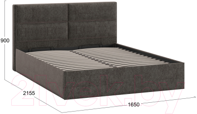 Двуспальная кровать ТриЯ Глосс универсальный тип 1 с ПМ 160x200 (микровелюр Jercy Stone)