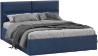Двуспальная кровать ТриЯ Глосс универсальный тип 1 с ПМ 160x200 (микровелюр Wellmart Blue) - 