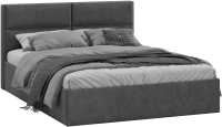 Двуспальная кровать ТриЯ Глосс универсальный тип 1 с ПМ 160x200 (микровелюр Wellmart Graphite) - 