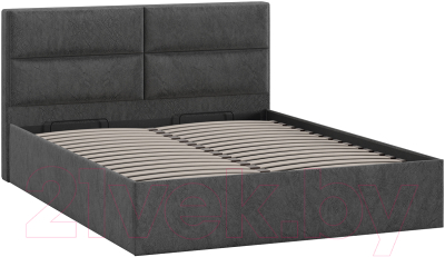 Двуспальная кровать ТриЯ Глосс универсальный тип 1 с ПМ 160x200 (микровелюр Wellmart Graphite)