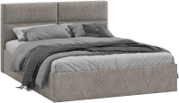Двуспальная кровать ТриЯ Глосс универсальный тип 1 с ПМ 160x200 (микровелюр Wellmart Latte) - 