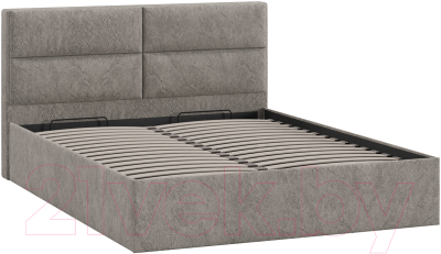 Двуспальная кровать ТриЯ Глосс универсальный тип 1 с ПМ 160x200 (микровелюр Wellmart Latte)