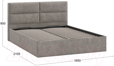 Двуспальная кровать ТриЯ Глосс универсальный тип 1 с ПМ 160x200 (микровелюр Wellmart Latte)