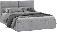 Двуспальная кровать ТриЯ Глосс универсальный тип 1 с ПМ 160x200 (микровелюр Wellmart Silver) - 