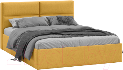 Двуспальная кровать ТриЯ Глосс универсальный тип 1 с ПМ 160x200 (микровелюр Wellmart Yellow)
