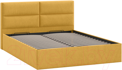 Двуспальная кровать ТриЯ Глосс универсальный тип 1 с ПМ 160x200 (микровелюр Wellmart Yellow)