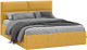 Двуспальная кровать ТриЯ Глосс универсальный тип 1 с ПМ 160x200 (микровелюр Wellmart Yellow) - 