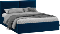 Двуспальная кровать ТриЯ Глосс универсальный тип 1 с ПМ 160x200 (велюр Confetti Blue) - 