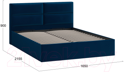 Двуспальная кровать ТриЯ Глосс универсальный тип 1 с ПМ 160x200 (велюр Confetti Blue)