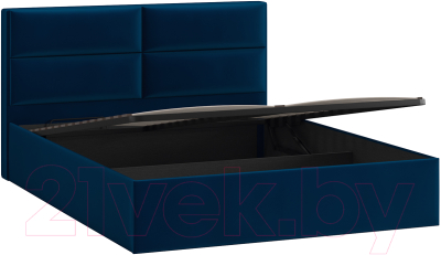 Двуспальная кровать ТриЯ Глосс универсальный тип 1 с ПМ 160x200 (велюр Confetti Blue)