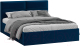 Двуспальная кровать ТриЯ Глосс универсальный тип 1 с ПМ 160x200 (велюр Confetti Blue) - 