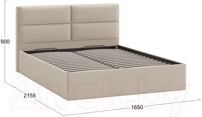 Двуспальная кровать ТриЯ Глосс универсальный тип 1 с ПМ 160x200 (велюр Confetti Cream)