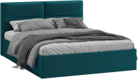 Двуспальная кровать ТриЯ Глосс универсальный тип 1 с ПМ 160x200 (велюр Confetti Izumrud) - 