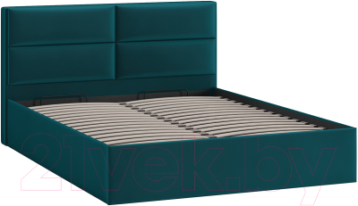 Двуспальная кровать ТриЯ Глосс универсальный тип 1 с ПМ 160x200 (велюр Confetti Izumrud)