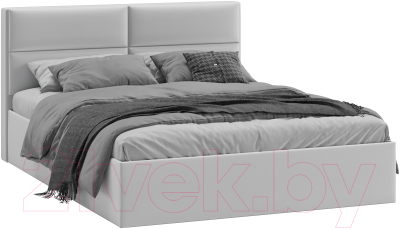 Двуспальная кровать ТриЯ Глосс универсальный тип 1 с ПМ 160x200 (велюр Confetti Silver)
