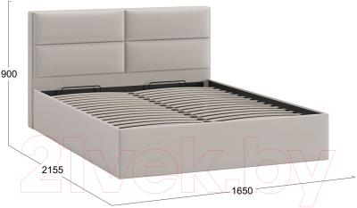 Двуспальная кровать ТриЯ Глосс универсальный тип 1 с ПМ 160x200 (велюр Confetti Smoke)