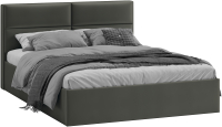 Двуспальная кровать ТриЯ Глосс универсальный тип 1 с ПМ 160x200 (велюр Confetti Stone) - 