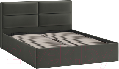 Двуспальная кровать ТриЯ Глосс универсальный тип 1 с ПМ 160x200 (велюр Confetti Stone)