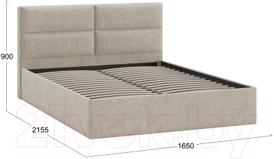 Двуспальная кровать ТриЯ Глосс универсальный тип 1 160x200 (микровелюр Jercy Cream)