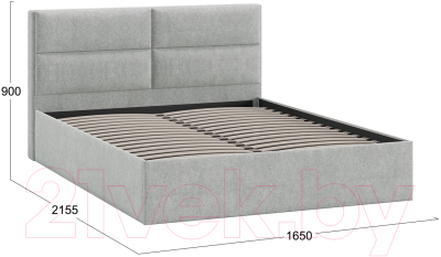 Двуспальная кровать ТриЯ Глосс универсальный тип 1 160x200 (микровелюр Jercy Silver)