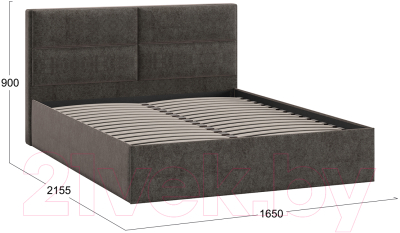 Двуспальная кровать ТриЯ Глосс универсальный тип 1 160x200 (микровелюр Jercy Stone)