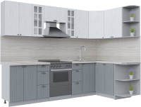 Кухонный гарнитур Интерлиния Берес 1.5x2.8 правая (дуб полярный/дуб серый/травертин серый) - 