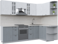 Кухонный гарнитур Интерлиния Берес 1.5x2.7 правая (дуб полярный/дуб серый/травертин серый) - 