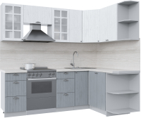 Кухонный гарнитур Интерлиния Берес 1.5x2.3 правая (дуб полярный/дуб серый/травертин серый) - 