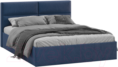 Двуспальная кровать ТриЯ Глосс универсальный тип 1 160x200 (микровелюр Wellmart Blue)