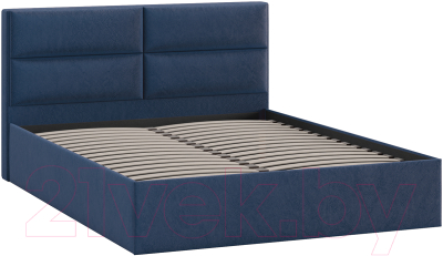 Двуспальная кровать ТриЯ Глосс универсальный тип 1 160x200 (микровелюр Wellmart Blue)