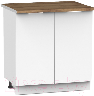 Шкаф-стол кухонный Интермебель Микс Топ ШСР 850-3-800 (белый премиум/дуб фигурный светлый)