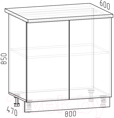 Шкаф-стол кухонный Интермебель Микс Топ ШСР 850-3-800 (белый премиум/дуб фигурный светлый)