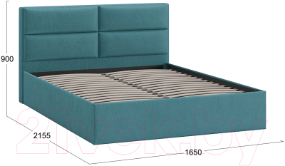 Двуспальная кровать ТриЯ Глосс универсальный тип 1 160x200 (микровелюр Wellmart Indigo)