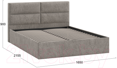 Двуспальная кровать ТриЯ Глосс универсальный тип 1 160x200 (микровелюр Wellmart Latte)