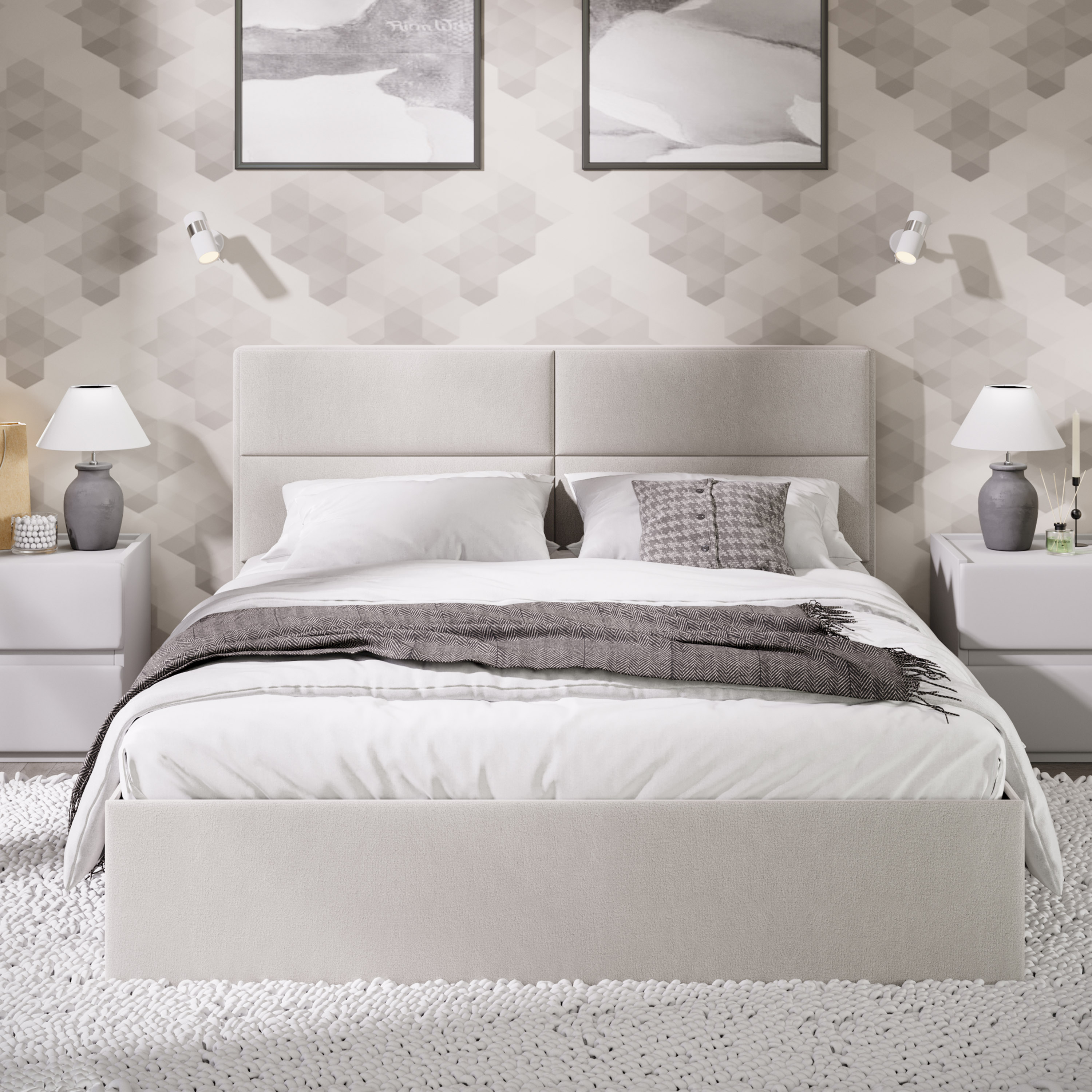 Двуспальная кровать ТриЯ Глосс универсальный тип 1 160x200 (велюр Confetti Cream) — фото 4