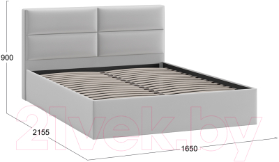 Двуспальная кровать ТриЯ Глосс универсальный тип 1 160x200 (велюр Confetti Silver)